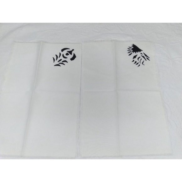 Unique Tribal? ink print rough edged dining napkins 14.5" by 10" set of 8 - Picture 8 of 12